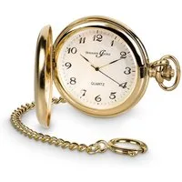 Hermann Jäckle Taschenuhr "Todtnau" Vergoldet, Quarzwerk, 50 mm, Mineralglas, inkl. Kette & Reiseetui – Edle Herrenuhr im klassischen Design