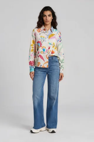 Milano Italy - shirt blouse 1/1 sleeve sand print - Gr. - 40