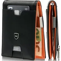 Kronenschein Geldbörse Kronenschein Slim Wallet mit Münzfach & RFID Schutz Schwarz/Orange