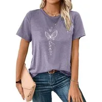 PYLIKE T-Shirt Shirts Damen Elegant Schmetterling Druck bequemes t shirt Bequem für Freizeit und Büro,Strandurlaub