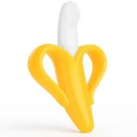 BabyHerz Beißring Baby Beißring Banane 2 in 1, Zahnungshilfe & Zahnbürste für Babys, Spielerisch zahnen – bunte Banane, 100 % BPA-frei & babyfreundlich
