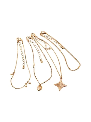 Steuer Modeschmuck Fußketten Set Metall Glänzend gelb vergoldet