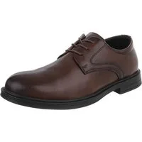 Coolwalk Herrenschnürschuh elegant in Lederoptik Schnürschuh (91917806) Blockabsatz Business-Schuhe in Braun