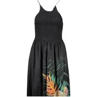 Desigual Partykleid Elegantes Schwarzes Maxikleid für Damen mit Muster und Neckholder