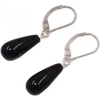 Firetti Paar Ohrhänger Schmuck Geschenk Silber 925 Ohrschmuck Patentbrisur Edelstein Onyx, Made in Germany - mit Onyx