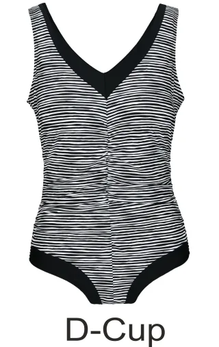 IN LINEA - Da.-Badeanzug black stripe