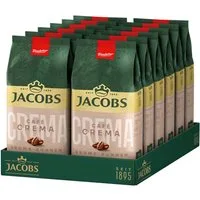 JACOBS Kaffee Kaffeebohnen Café Crema Aroma-Bohnen ganze Bohne geröstet 12 x 500 g, 6000 g, (Packung, 12er Pack)