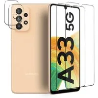 CoolGadget Schutzfolie Panzerfolie für Samsung Galaxy A33 5G, (Spar-Set 4in1, 2x Displayschutz, 2x Kameraschutz), Panzerglas Schutzfolie für Samsung Galaxy A33 5G Folie