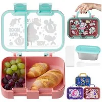 Bundviel Lunchbox Brotdose Kinder mit Fächern Bento Box Auslaufsicher Lunchbox
