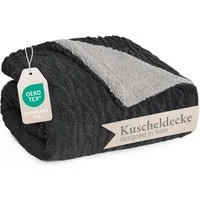 Wohndecke Oeko-TEX zertifizierte waschbare Wohn- & Kuscheldecke, Blumtal, mit weicher Sherpa-Innenseite