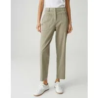 OPUS Cargohose Melina urban aus fließendem Mélange Twill Abnäher am Saum, aufgesetzte Cargotaschen, pflegeleicht