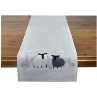 Delindo Lifestyle Tischdecke Mitteldecke, Tischläufer Schafe (1-tlg), mit feiner Stickerei