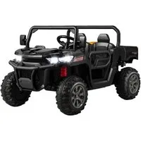COSTWAY Elektro-Kinderauto 12V Kinderquad, 2 Sitzer Elektroauto, mit Musik, Hupe, 3-8 km/h