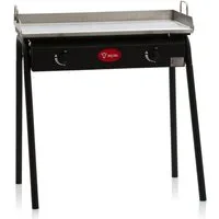 BBQ-Toro Gaskocher Gas Grilltisch und Edelstahl Grillplatte, Gusseisen Gaskocher 2 Brenne, (Set)