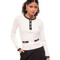 LIPSY Rundhalspullover Lipsy Strickpullover mit angedeuteter Knopfleiste (1-tlg)