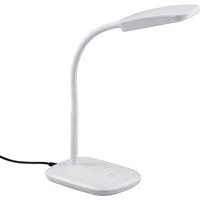Reality Leuchten LED Tischleuchte Boa, LED fest integriert, Warmweiß, Schreibtischlampe, weiß, Touch Dimmer, warmweiß, verstellbarer Flexarm