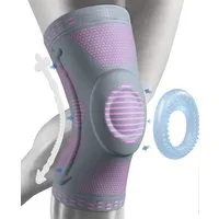 LA CUTE Kniebandage Kompressions-Kniebandage Pink Grau mit Patella Pad & Stabilisatoren (Einzelne Kniebandage mit Stabilisatoren & Gel Pad, 1er Set Kniebandage Pink Grau für Sport & Alltag), Kompressions-Kniebandage Patella Gel Pad Stabilisatoren, ru