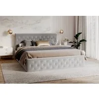 FDM Polsterbett PARADISE Bettgestell 90x200, 120x200, 140x200, 160x200, 180x200cm (verfügbar 90x200 120x200 140x200 160x200 180x200cm, Bettrahmen, Bett, mit großen gepolsterten Kopfteil, mit Bettkasten zum aufklappen), Hebbarer Metallrahmen, Bettkast