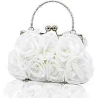 Zaewry Abendtasche Damen Abend-Clutch mit Blumenmuster aus Satin, Handtasche, mit abnehmbarem Schulterriemen für Hochzeit, Party und Abiball