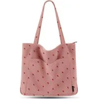 LuxusKollektion Shopper Handtasche Damen Shopper Umhängetasche Cord Arbeit Reisen Erdbeerpink
