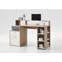 PREISBRECHER Schreibtisch BOLTON, in Eiche Dekor-weiß - 138,5x91,6x53,5cm (BxHxT)