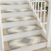 MECO Stufenmatte, Rechteckig, Höhe: 0.75 mm, Rutschfeste Bullnose Treppenstufenmatten 15er Set, selbstklebend