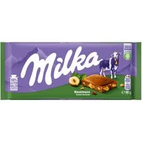MILKA Schokolade, Milka Alpenmilch Schokolade mit knackigen Haselnussstückchen 90g