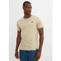 bonprix T-Shirt aus reiner Baumwolle, mit kleinem Kunstlederbadge, regular fit