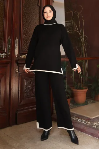 Schlitz Detailed Strickwaren Anzug Schwarz