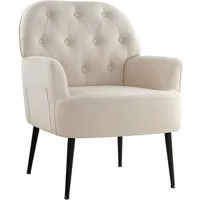 Intimate WM Heart Sessel Einzelsessel, Retro Fernsehsessel mit Metallbeinen, Leinen Loungesessel mit Armlehne für Schlafzimmer Wohnzimmer