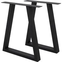 ECD Germany Tischbein 2x Tischgestell Tischkufen Trapez Design aus pulverbeschichtetem Stahl, Metall Möbelfüße 60x72 cm Tischuntergestell für Esstisch Schreibtisch
