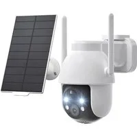 Topcony Überwachungskamera Überwachungskamera Aussen Akku 2K Kamera Überwachung Aussen Solar (Aussen, Außenbereich, Outdoor, 360° WLAN Kamera Outdoor Kabellose Aussenkamera, 1-tlg., mit Farbige Nachtsicht und PIR Bewegungsmelder, 4-fachen Digitalzoom