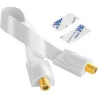 Poppstar SAT Fensterdurchführung (Koax Kabel flach 0,2mm) für Fenster & Türen SAT-Kabel, (28 cm), vergoldete Kontakte, weiß