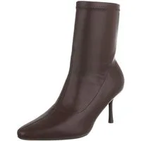 Ital-Design Damen Stiefelette mit Stilettoabsatz und hohem Schaft High-Heel-Stiefelette (92214134) Pfennig-/Stilettoabsatz Stiefeletten in Braun