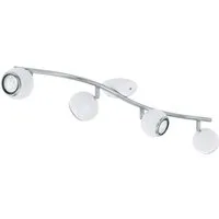 EGLO Deckenspot BIMEDA Deckenstrahler, GU10, IP20, Stahl, Deckenlampe, Wohnzimmerlampe, LED wechselbar, Warmweiß, Spot, Schlafzimmerlampe, L64 x B10 cm, weiss, chrom, 4X2,8W inkl.