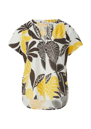 s.Oliver Red Label - Bluse mit Blumenmuster gelb/weiß - Gr. - 34
