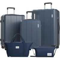 VALLSERO Trolleyset Koffer-Set( M,L,XL) Hartschalen-Koffer, Rollkoffer 5-teiliges Set, Handgepäck 4 Rollen, ABS-Material, Schwarz/Pink