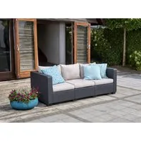 Allibert Loungesofa Salta 3-Sitzer Gartensofa – Rattanoptik, wetterfest inkl. Kissen