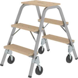 Munk Stahl-Holz-Tritt mit Bockrollen - 039013