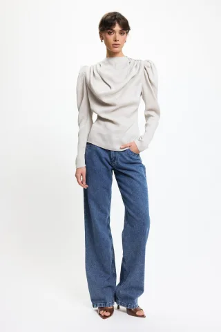 BENU Perlenfarbene Bluse mit Knöpfen