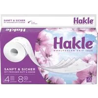 HAKLE Toilettenpapier Toilettenpapier "Sanft & Sicher" 4-lagig, 1er Pack 8 Rollen (1-St)