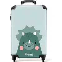 NoBoringSuitcases.com© Kinderkoffer Dino - Grün - Tiere - Jungen - Design 55x35x20cm, Kinder Koffer Klein, Trolley Handgepäck, Reisekoffer