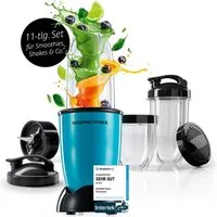 GOURMETmaxx Standmixer Mixer Mr. Magic 10-tlg. 400W grün/schwarz, 400 W, inkl. Zubehör-Set L rot Speisen Smoothies Getränke 3 Mixbecher To-Go