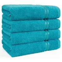 HAMMETEX Handtuch Set 4er Set Handtücher 50x100 cm, 100% Baumwolle, Weich & Saugstark, Frottier (Set, 4-St), mit Bordüre, einfarbig, weich