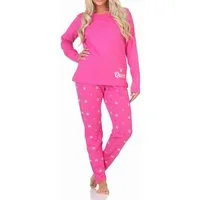 Normann Pyjama Normann Damen Schlafanzug lang Pyjama mit Krone als Motiv