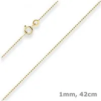 Schmuck Krone Goldkette 1mm Kugelkette aus 333 Gelbgold 42cm, Gold 333