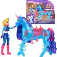 Unicorn Academy - Isabel und Einhorn River, Spielfigur mit echter Mähne und Schweif sowie Bürste