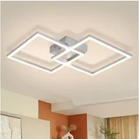 ZMH LED Deckenleuchte Wohnzimmer 2 Rahmen Schwarz Quadratisch Deckenlampe Modern 3000/4000K, Augenschutz, Einfache Installtion, LED fest integriert, Warmweiß, 24W Esszimmerlampe Eckig für Kinderzimmer