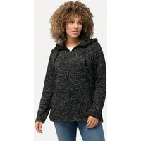 Ulla Popken Sweatjacke Strickfleece-Jacke Kapuze Reißverschlusstaschen