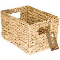 HMF Aufbewahrungskorb Aufbewahrungskorb Wasserhyazinthe, Korb mit Griffen zur Aufbewahrung (1 St), für Badezimmer Küche und Wohnbereich, Größe M, 32 x 23 x 20 cm, Natur